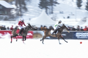 27th January 2019, Lake of St Moritz, St Moritz, Switzerland; Snow Polo World Cup 3rd place match, Azerbaijan Land of Fire versus Cartier;  Agustin Kronhaus of Azerbaijan Land of Fire Team