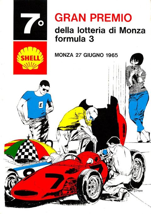 Locandina Gran Premio di Monza del 1965 con Valentina realizzata da Crepax 