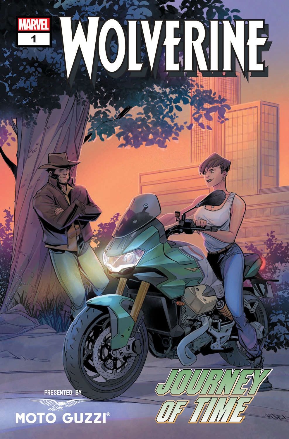 Moto Guzzi V100 protagonista in un fumetto Marvel in cui accompagna le avventure di Wolverine famoso super eroe dell'universo Marvel.