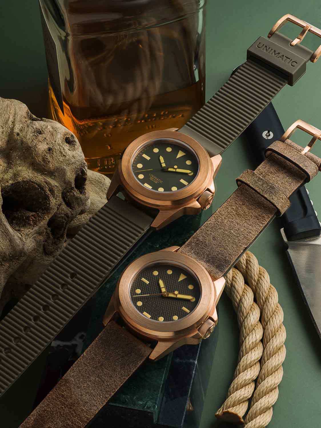 Unimatic x Massena Lab introduce i modelli U4S-BRZ-ML e il U4S-BRZ-MLL, dotati di una cassa realizzata interamente in bronzo. 