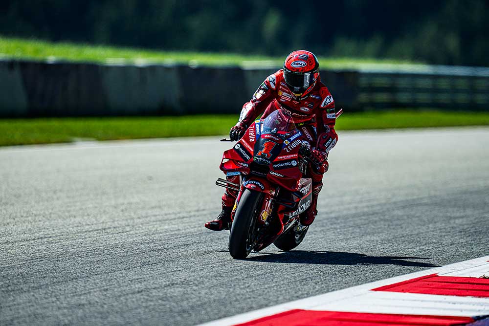 Pecco Bagnaia Team Ducati Lenovo durante in azione sul circuito del Red Bull Ring Austria