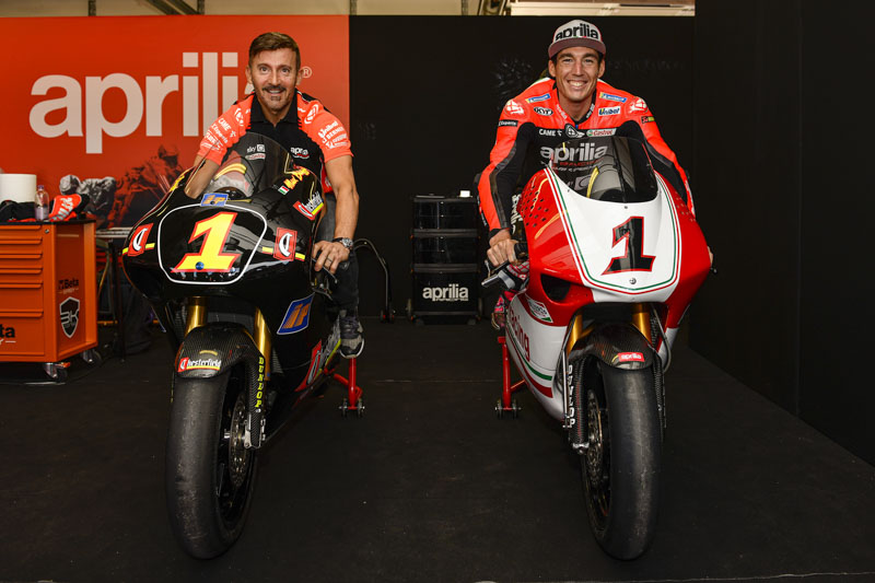 Max Biaggi e Aleix Espargarò Aprilia All Stars a Misano