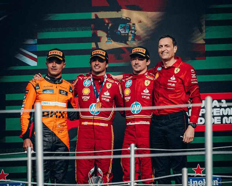 Sainz vince il GP del Messico Norris e Leclerc completano il podio